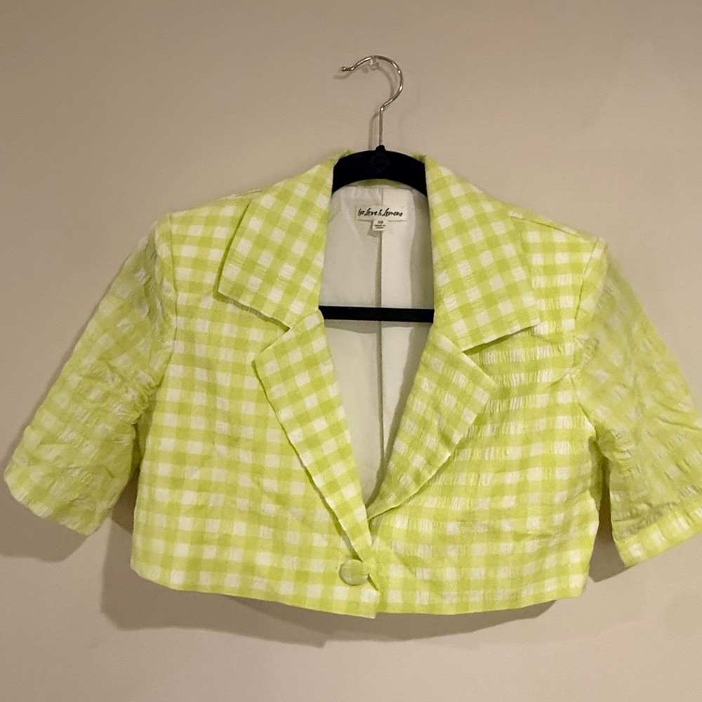 For Love And Lemons Lime Checkered Blazer